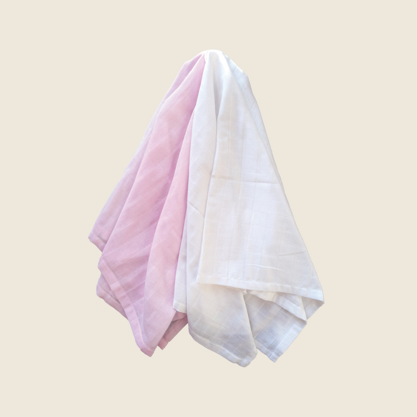 Økologisk babyteppe i muslin, 2-pakning GOTS (rosa+hvit)