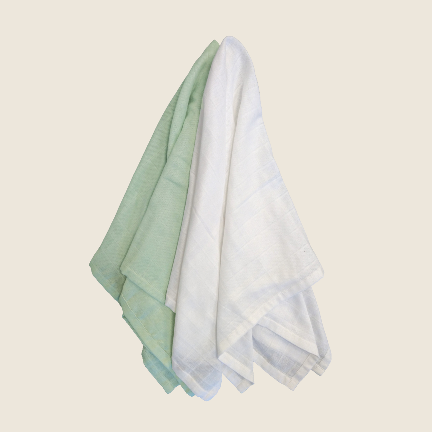 Økologisk babyteppe i muslin, 2-pakning GOTS (grønn+hvit)