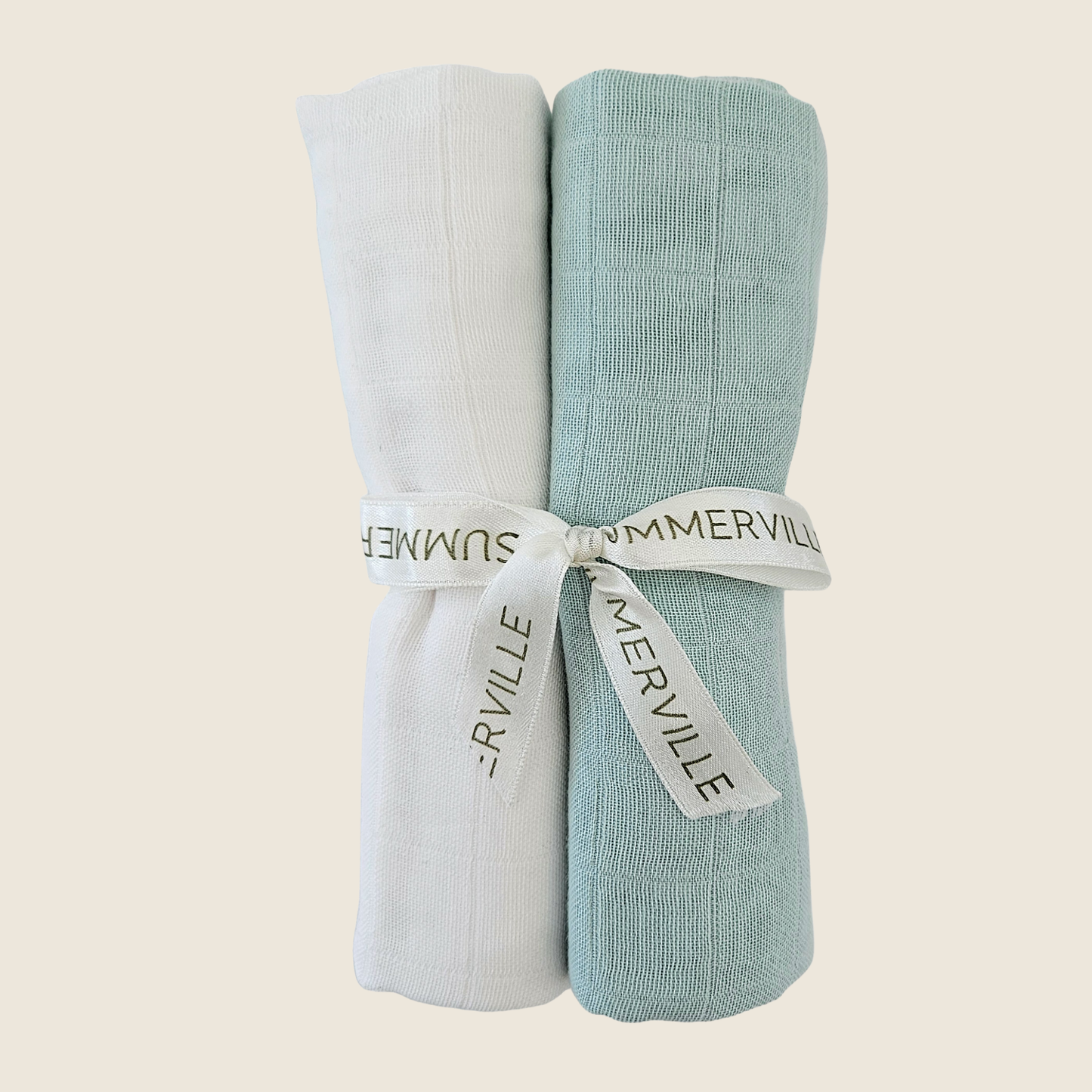 Økologisk babyteppe i muslin, 2-pakning GOTS (blå+hvit)