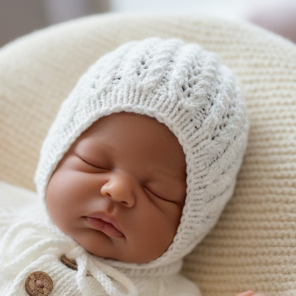 Vesleskattens eventyrkyse i hvit, babystrikk, strikkepakke Dale Garn Soft Merino