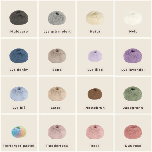 Dale Garn Soft Merino – sammensatt bilde med nøste og nærbilde. 100% ekstra fin merinoull uten superwash, kløfritt og miljøvennlig garn uten plast. Strikkefasthet 28/10, pinnestørrelse 2,5–3 mm. Mykt og deilig tynn merinoull til å strikke til baby, nyfødt og barn.
