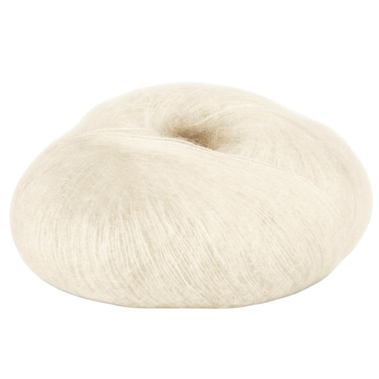 Tynn Kidsilk Erle, Mohairgarn, kvalitetsgarn, 100% naturlig garn hvit