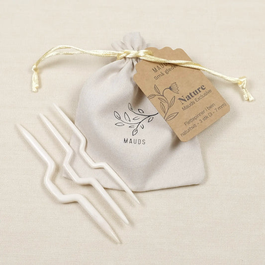 Flettepinner i bein - sett med 3 stk