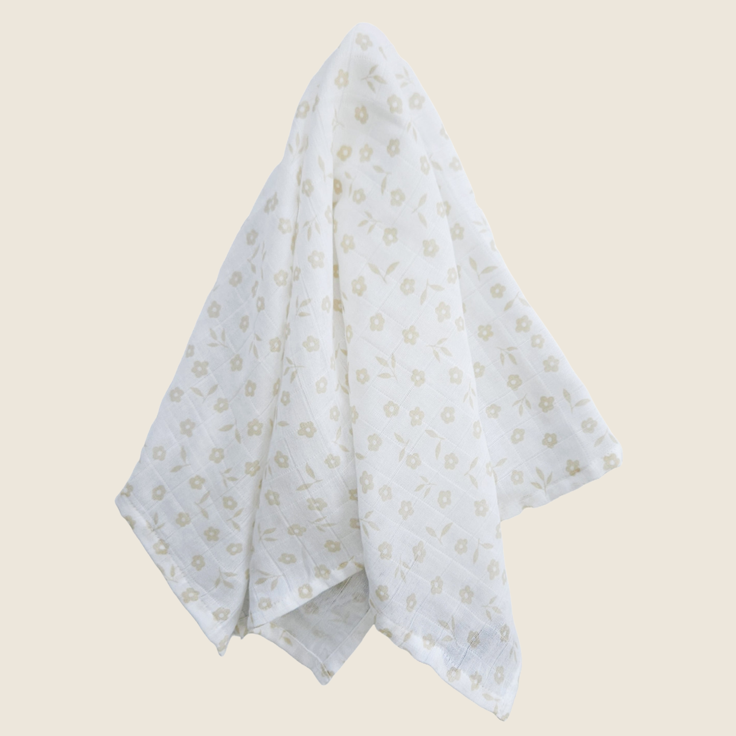 Babypledd, gulpeklut, koseklut fra Summerville Organic i sand og hvit flerfarget/mønstret