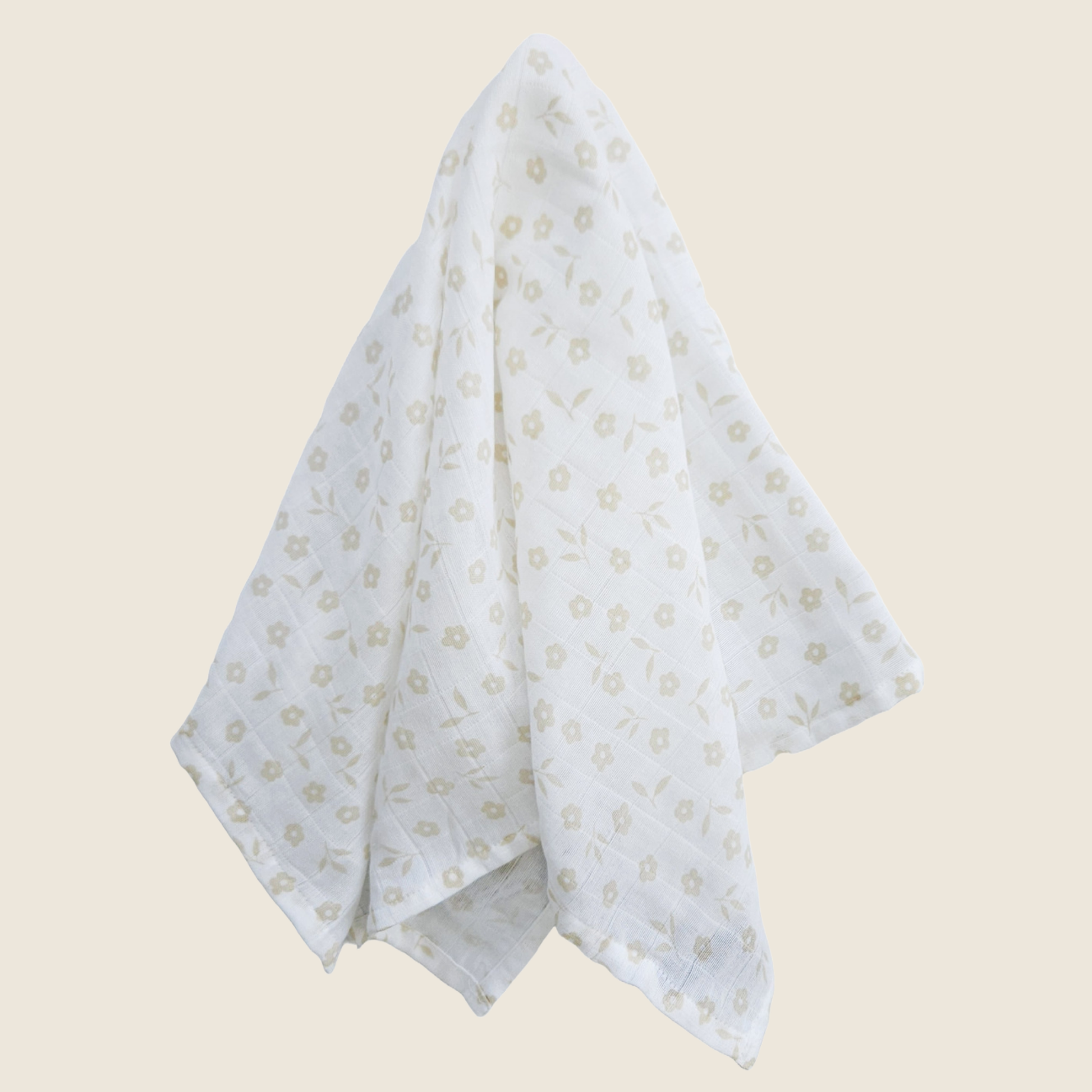 Babypledd, gulpeklut, koseklut fra Summerville Organic i sand og hvit flerfarget/mønstret