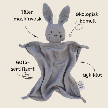 Grå koseklut Kanin fra Summerville Oranic med fordeler - maskinvask, økologisk bomull, GOTS og myk