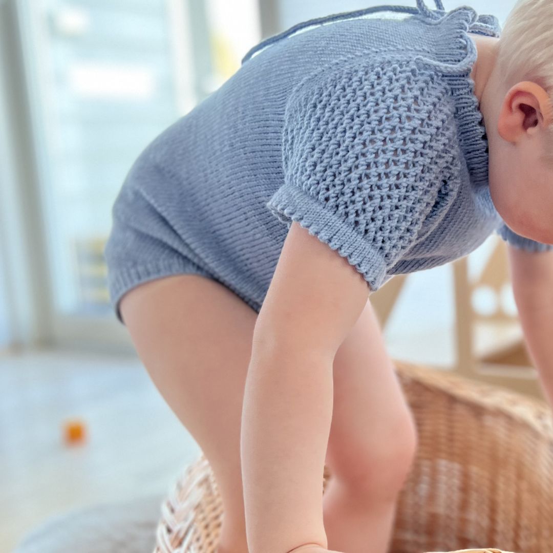 Detaljer sommerbody – babystrikk sommerstrikk, digital oppskrift uten garn PDF