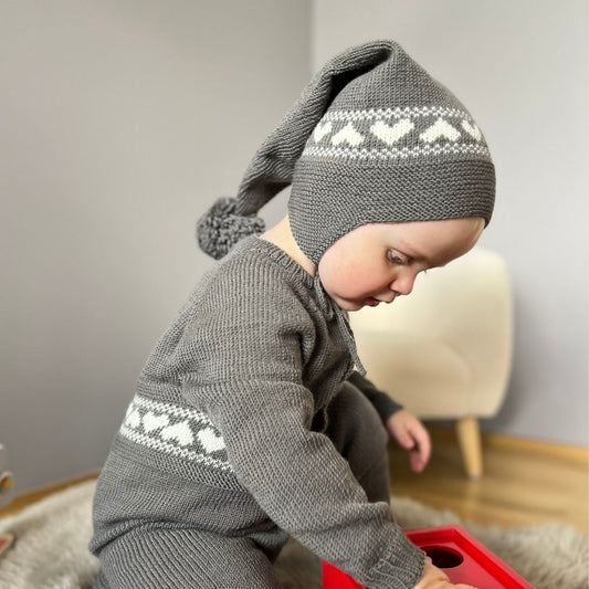 strikkeoppskrift 100% merinoull, strikk dress lue og sokker