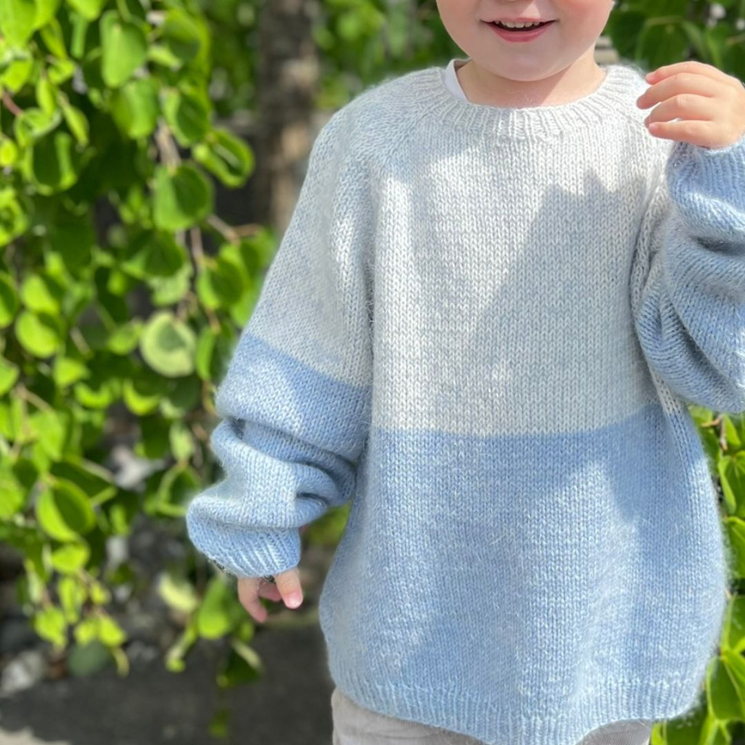 Strikk i mohair til barn. Soft merino og tynn kidsilk Erle. Lett å strikke.