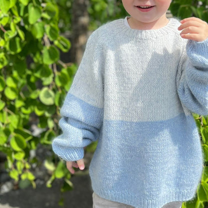 Strikk i mohair til barn. Soft merino og tynn kidsilk Erle. Lett å strikke.