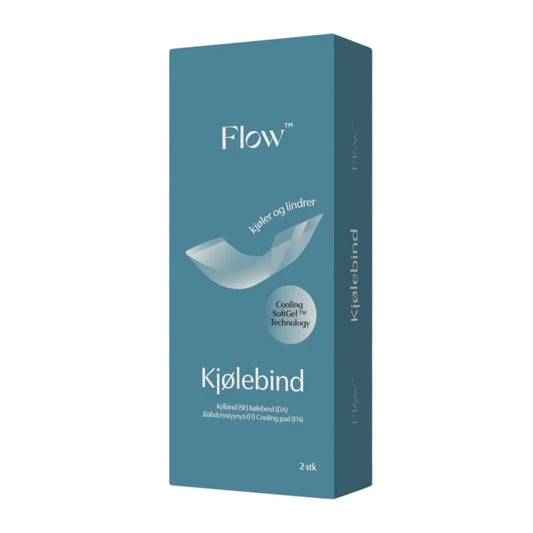 Kjølebind som lindrer smerter i underlivet etter fødsel. Pakk kjølebind i føldebagen.
